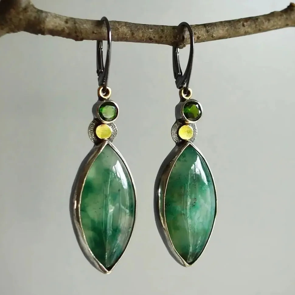 Gun Black Green Zinc Alloy Pendant Drop Earrings for Ladies Weddings Parties