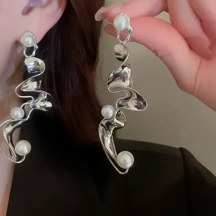 Geometric Dangle Earrings with Imitation Pearl for Women