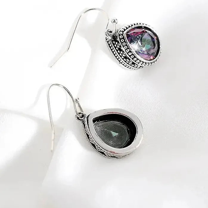 Vintage Geometric Multi-colored Cubic Zirconia Drop Earrings for Women