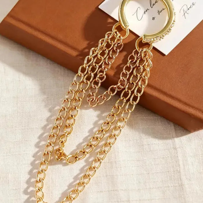 Temperament Tassel Long Clip Earrings for Women Zircon C-Shaped Chain Jewelry Trendy