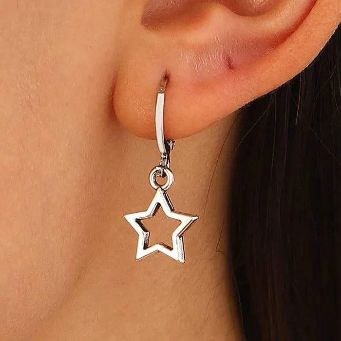 Creative Mini Star Hoop Earrings Zinc Alloy Jewelry Gifts for Women