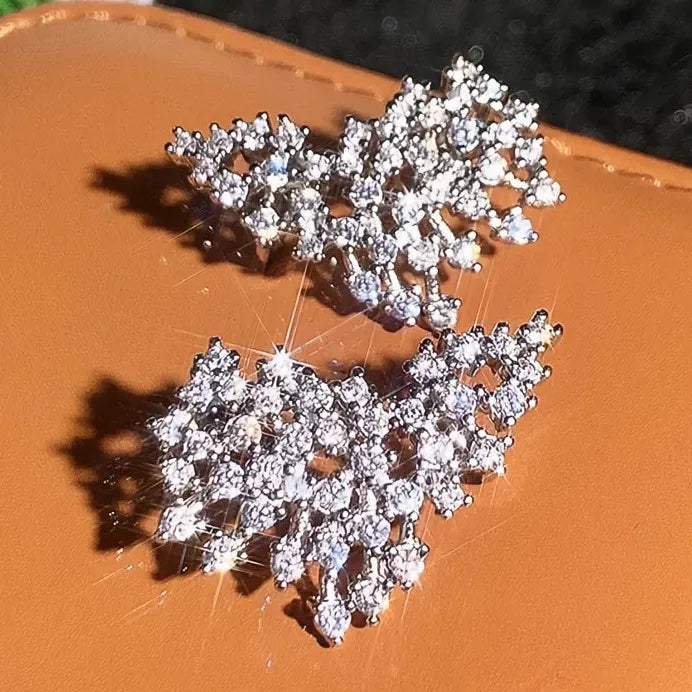 Geometric Cubic Zirconia Stud Earrings for Women Elegant Wedding Jewelry