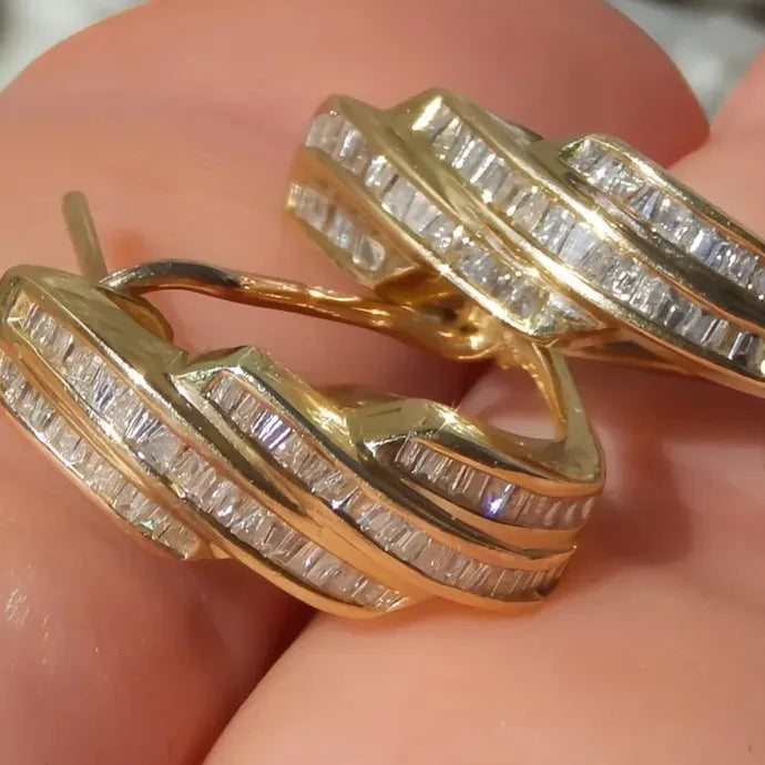 Geometric Irregular Hoop Earrings for Women Copper Alloy CZ Daily Party Wear