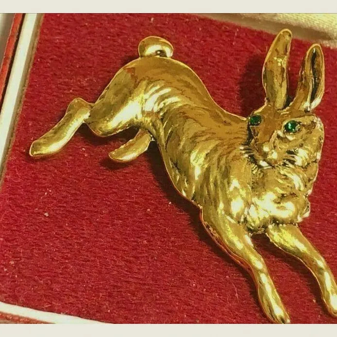 Vintage Art Deco Rabbit Brooch Pin Small Enamel Animal Jewelry Gift