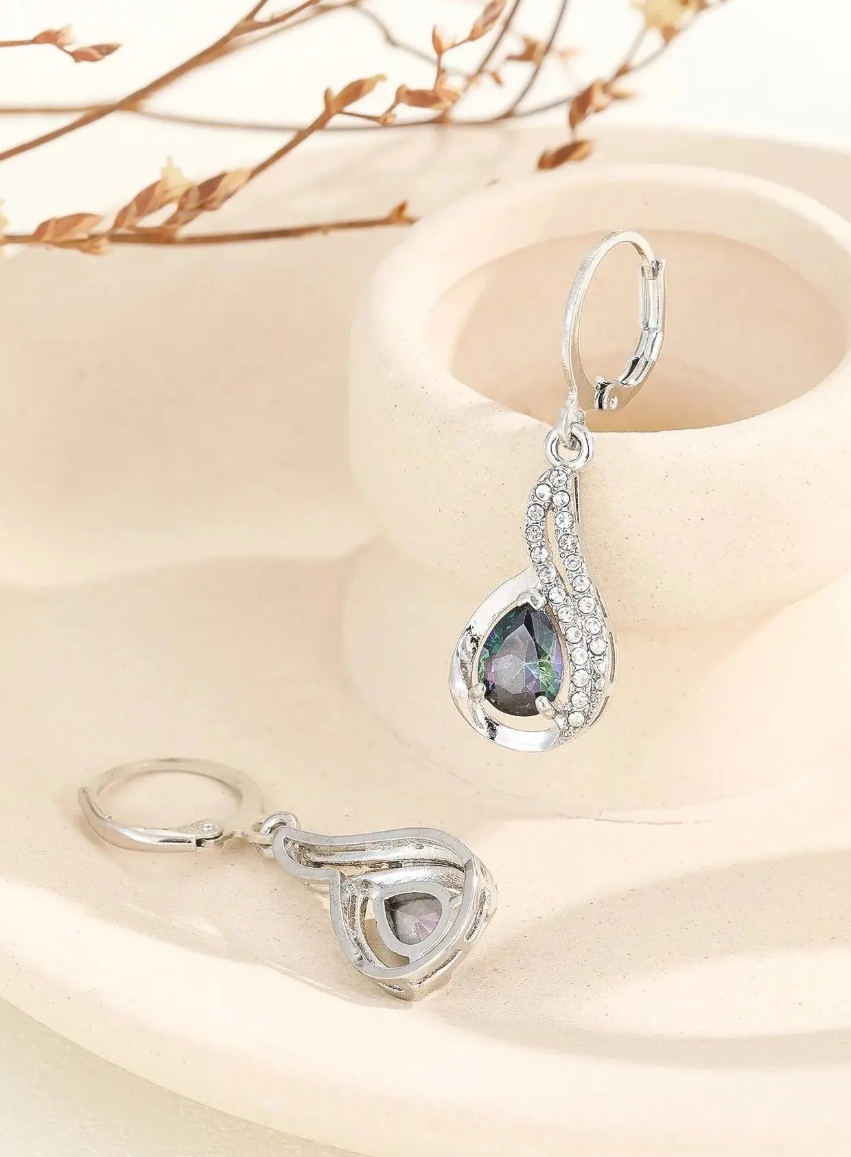 Zircon Crystal Water Droplet Earrings for Women Girls Wedding Party Jewelry Gift
