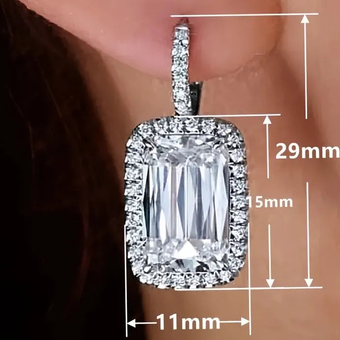 Geometric Cubic Zirconia Drop Earrings Silver Jewelry for Women Party
