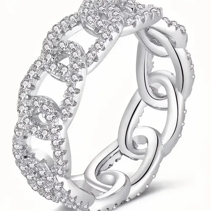 Cubic Zirconia Chain Link Wedding Ring for Women – Elegant Jewelry