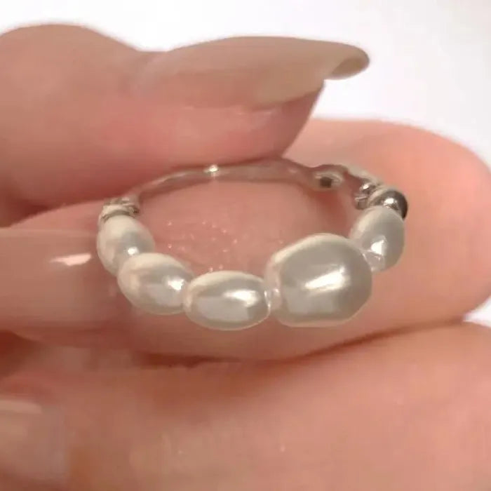 Elegant Retro Irregular Pearl Cocktail Ring for Women Wedding Party Jewelry