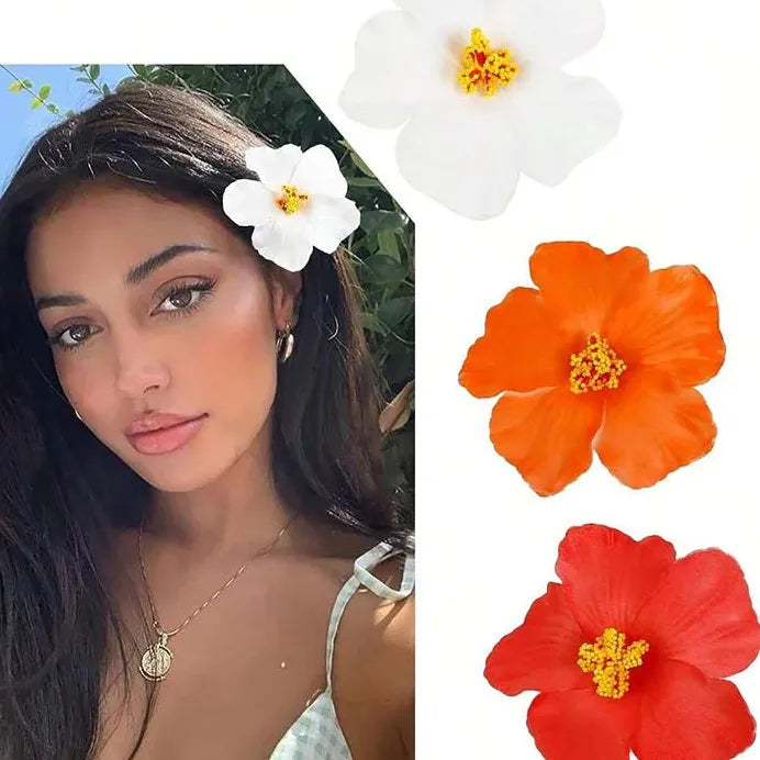 Bohemian Hawaiian Flower Hair Clip Alloy Floral Accessory for Women Girls