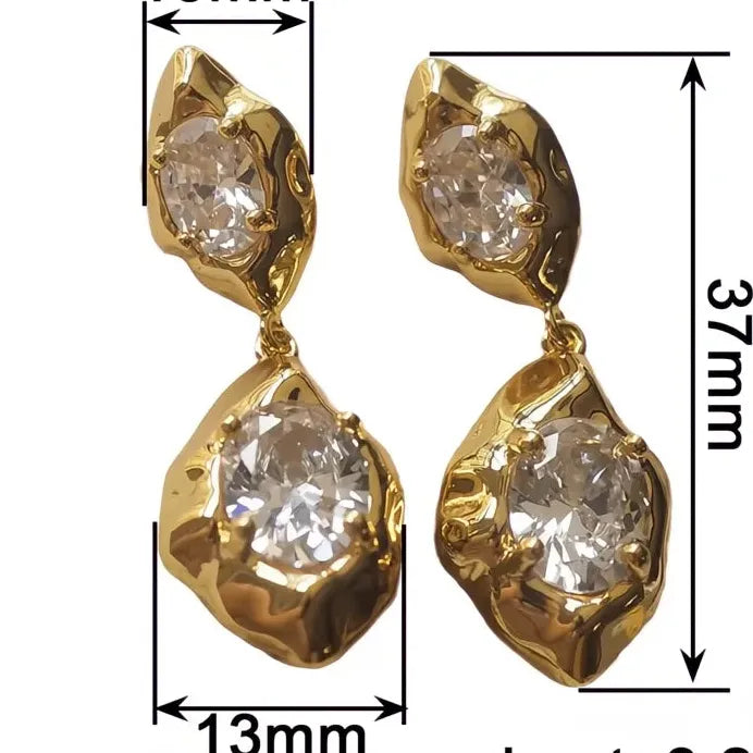 Elegant Gold Color CZ Inlaid Women Drop Earrings for Wedding Party