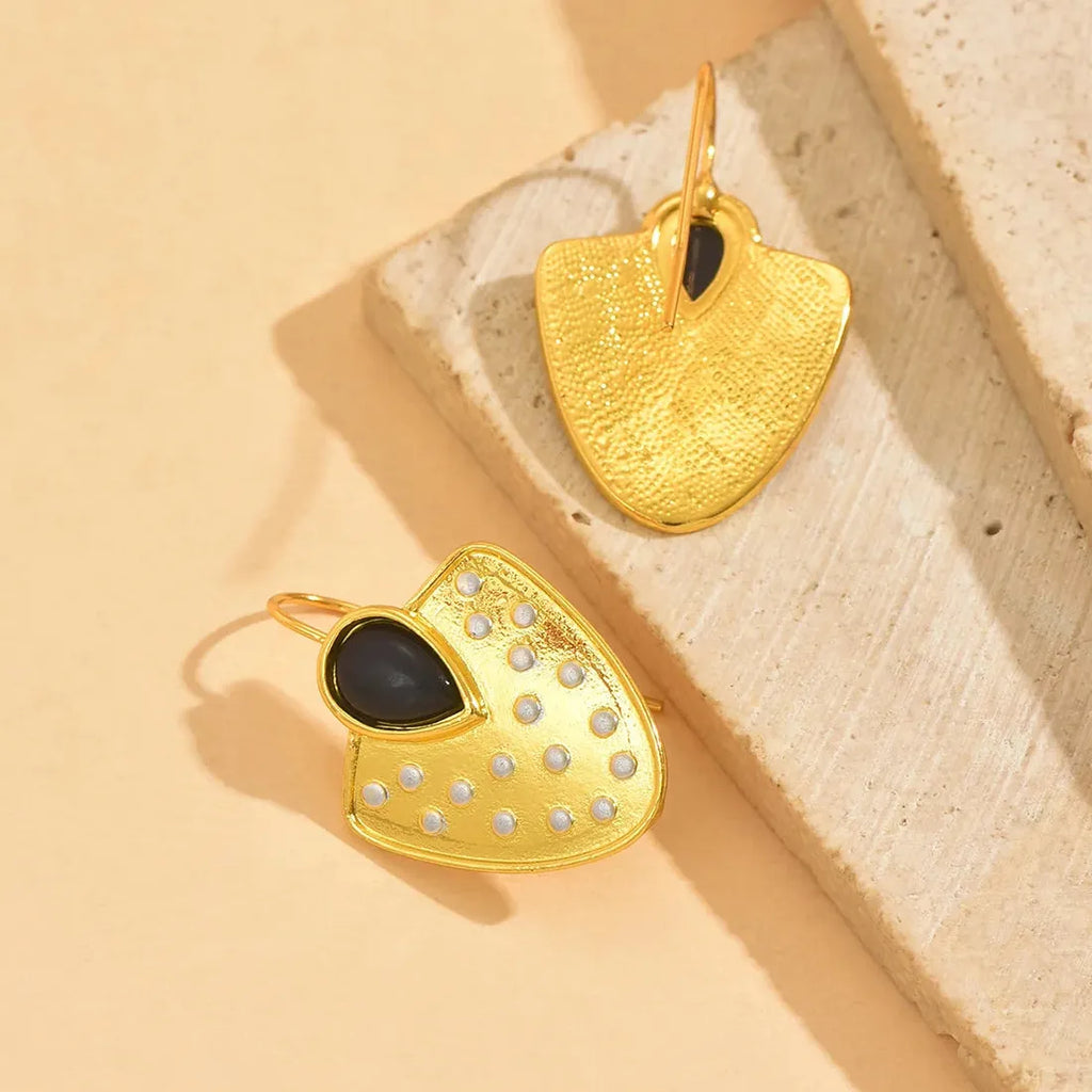 Vintage Gold Court Style Crystal Inlaid Drop Earrings for Women Bohemian Jewelry