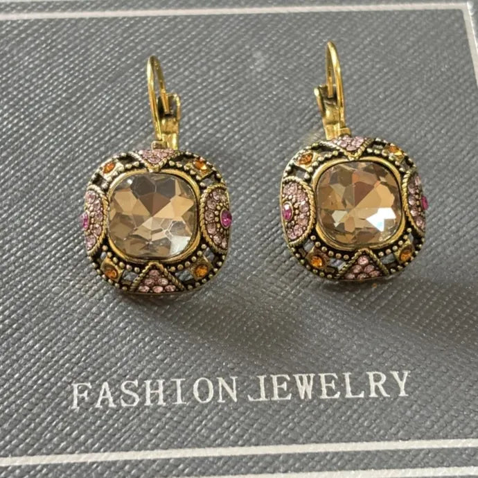 Elegant Imitation Crystal Geometric Drop Earrings for Women Party Jewelry Gift