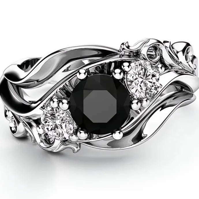 Rose Gold Flower Zircon Engagement Wedding Ring Zinc Alloy Luxury Jewelry