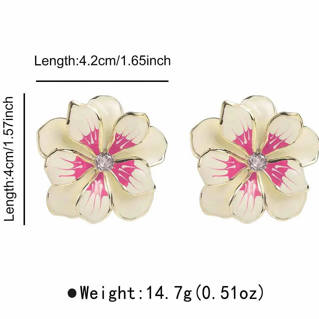 Colorful Oil Drop Large Flower Earrings for Women Vintage Jewelry Gift