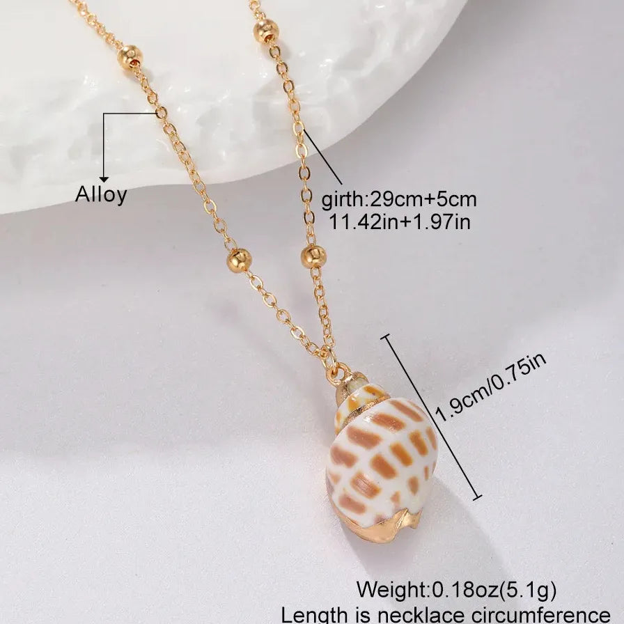 Fashion Beach Shell Conch Pendant Necklace for Women Acrylic Zinc Alloy Jewelry