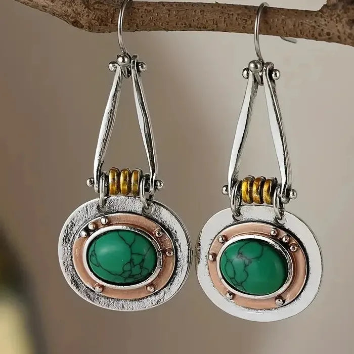 Retro Silver Long Drop Earrings for Women Resin Zinc Alloy Jewelry Hot Sale