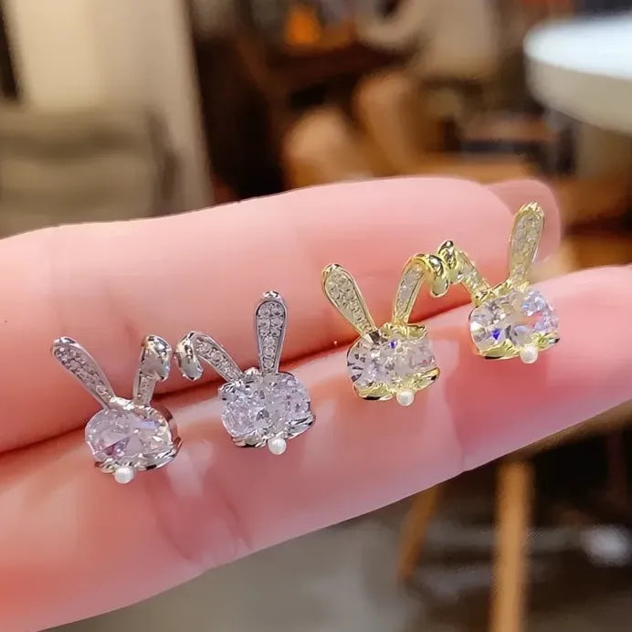 Sweet Rabbit Geometric Bowknot Stud Earrings for Women Wedding Party
