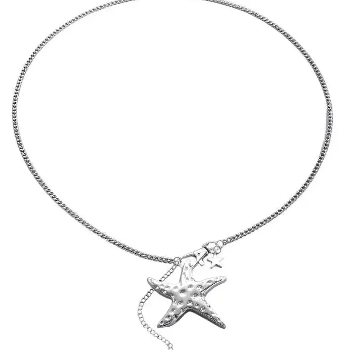 Bohemian Silver Starfish Waist Chain Belly Jewelry for Women Zinc Alloy