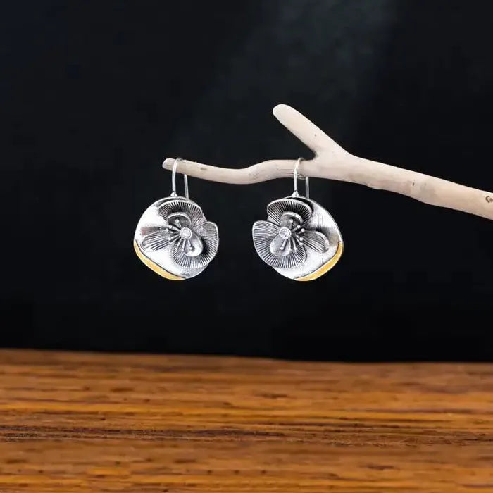 Blue Leaf Flower Stud Earrings for Women Zinc Alloy Blue Zircon Enamel Jewelry