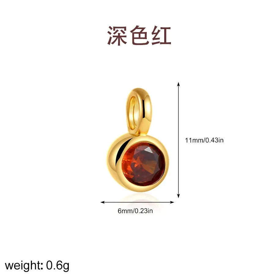 Multicolor Crystal 12 Month Birthstone Pendant Charm for Women Stainless Steel Gold Jewelry