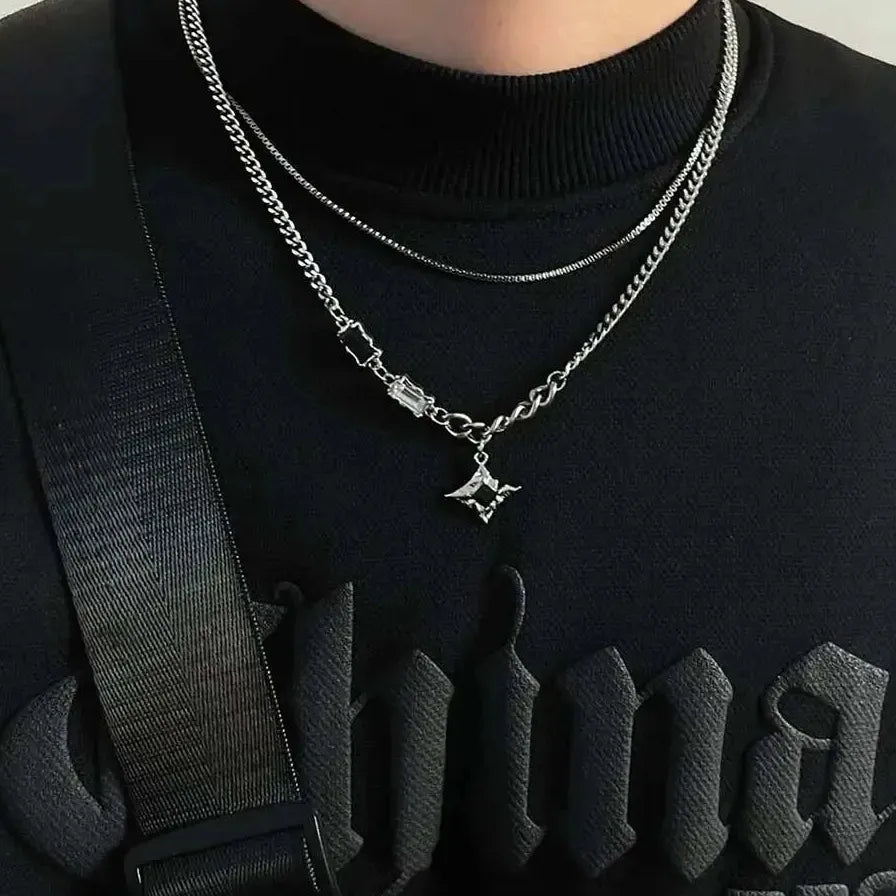 Hip Hop Star Circle Pendant Necklace Unisex Charm Fashion Jewelry