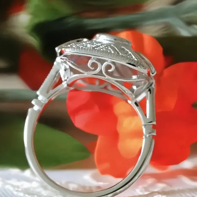 Brass Geometric Cubic Zirconia Wedding Band Ring for Women Jewelry