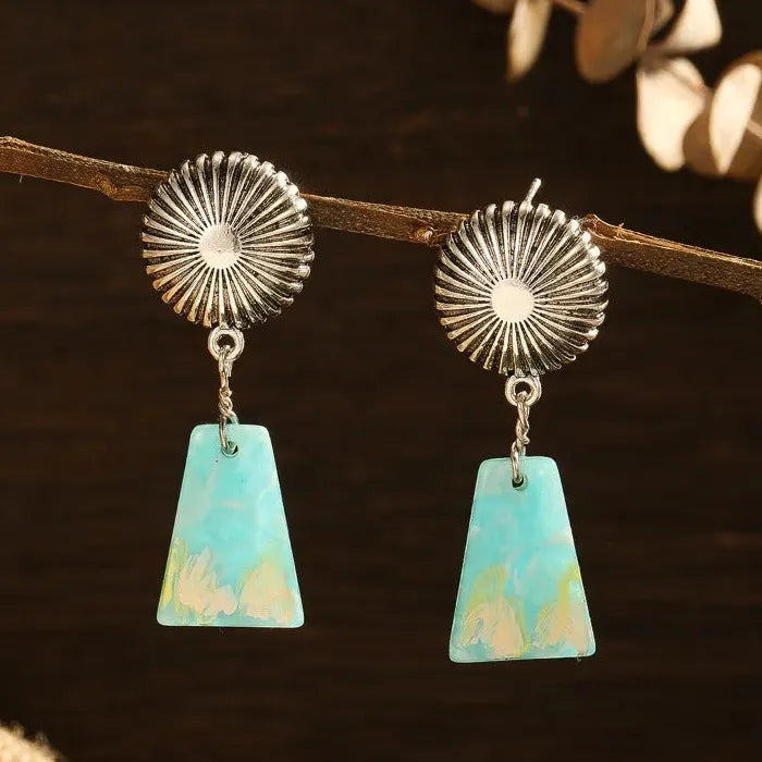 Vintage Marble Abstract Polymer Clay Geometric Pendant Drop Earrings Party Jewelry