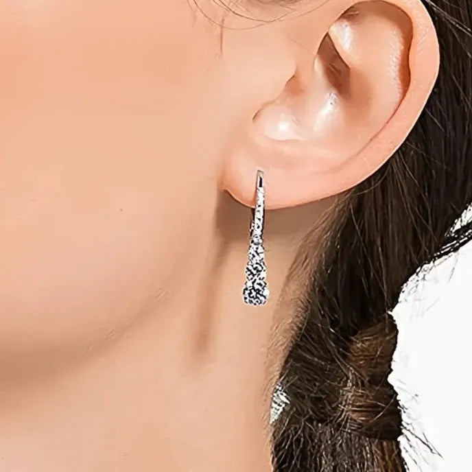 Elegant Silver Cubic Zirconia Geometric Drop Earrings for Women Engagement Jewelry Gifts