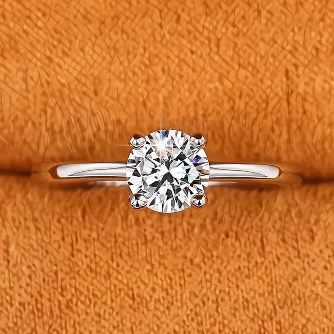 Classic Geometric Cubic Zirconia Wedding Engagement Ring for Women Brass