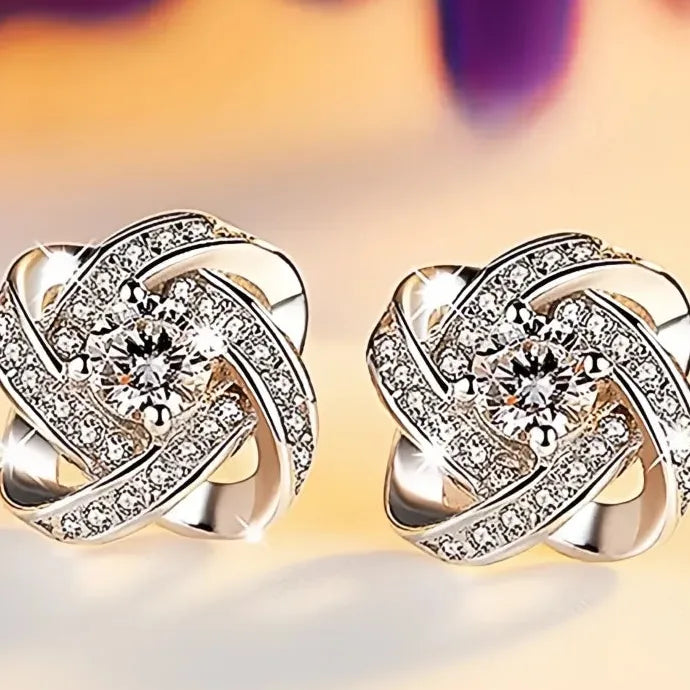 Geometric Cubic Zirconia Stud Earrings Copper Alloy for Engagement Gift