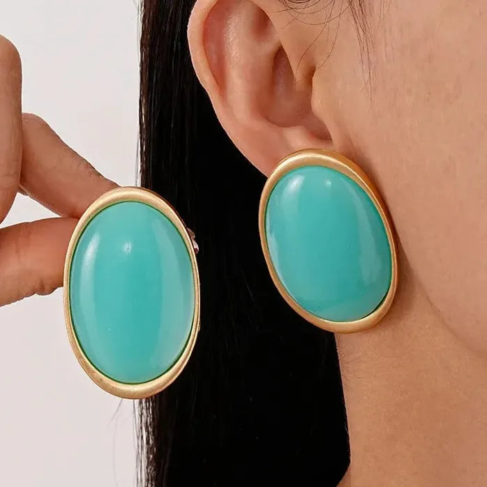 Vintage Long Oval Rhinestone Drop Earrings for Women Ladies Jewelry Gift