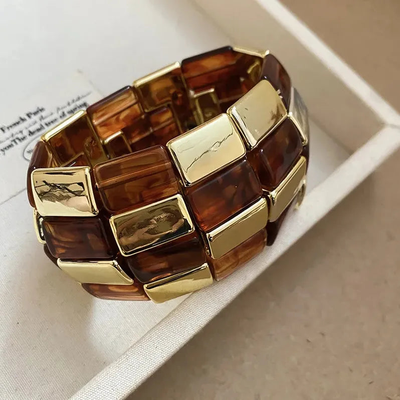 Acrylic Square Splicing Geometric Round Bangles for Women Simple Fashion Jewelry Bracelet