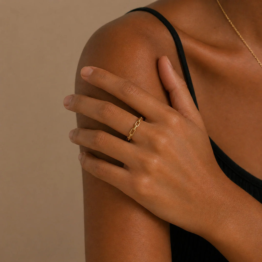 Punk Hiphop Zinc Alloy Geometric Chain Link Metal Ring Vintage Gift 2026
