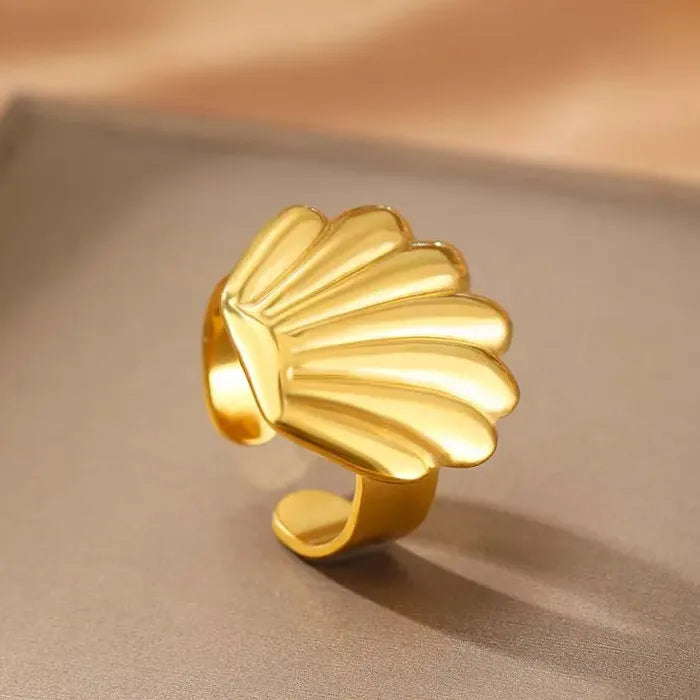 Stainless Steel Adjustable Starfish Open Ring Vintage Gold Jewelry Trendy