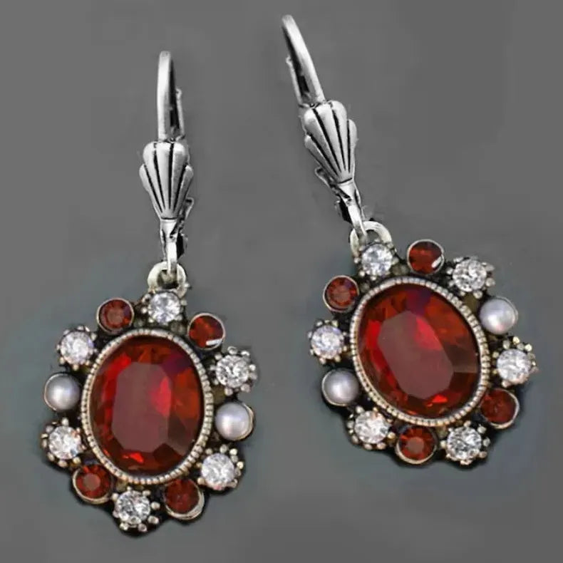 Elegant Imitation Crystal Geometric Drop Earrings Copper Metal Women's Jewelry Gift
