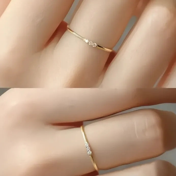 Geometric Gold & Silver Cubic Zirconia Ring for Women – Thin Trendy Design