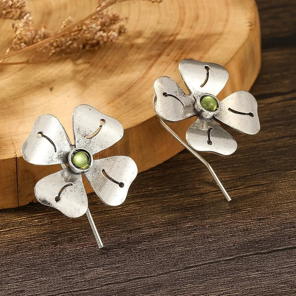 Gold and Silver Petal Drop Earrings for Women Zinc Alloy Bohemian Jewelry