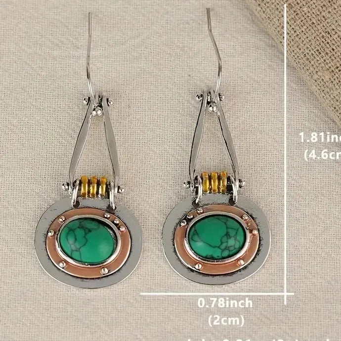 Vintage Turquoise Dangle Earrings for Women - Zinc Alloy Silver Plated Jewelry Gift