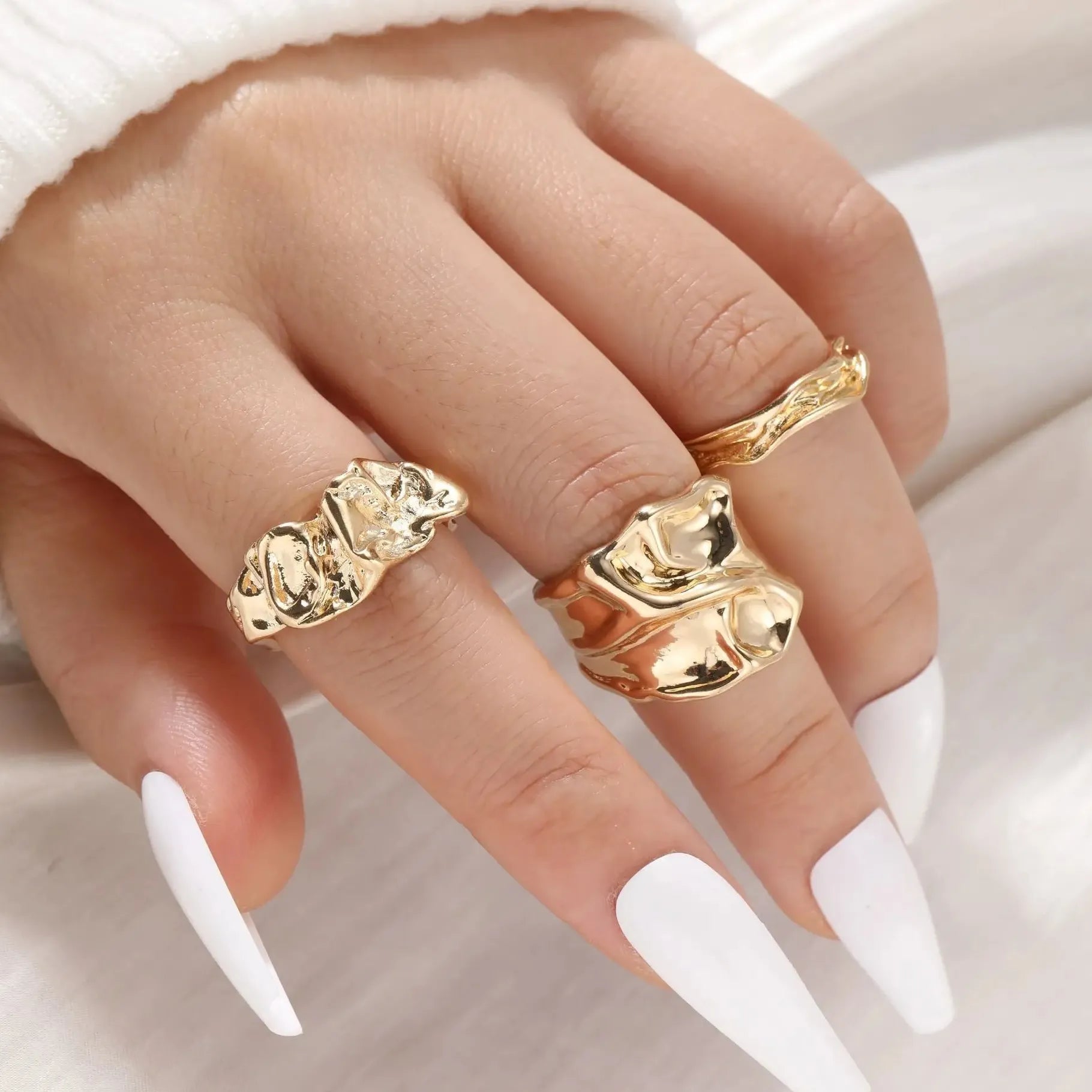 8Pcs Vintage Metal Plant Pattern Open Rings for Women Gothic Gift Jewelry