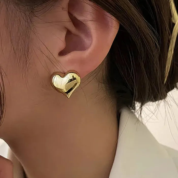 Minimalist Heart Stud Earrings for Women Zinc Alloy Wedding Jewelry