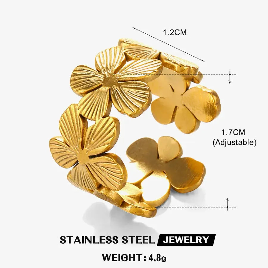 Gold Ginkgo Leaf Stainless Steel Ring Unisex Vintage Wedding Jewelry 2026