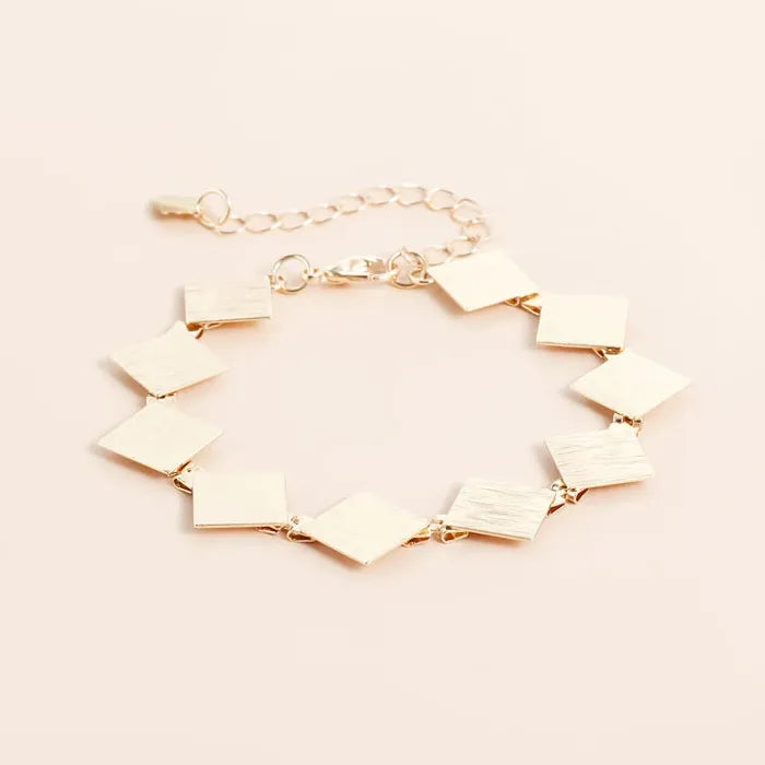 Vintage Square Metal Zinc Alloy Necklace Bracelet Earrings Set for Women