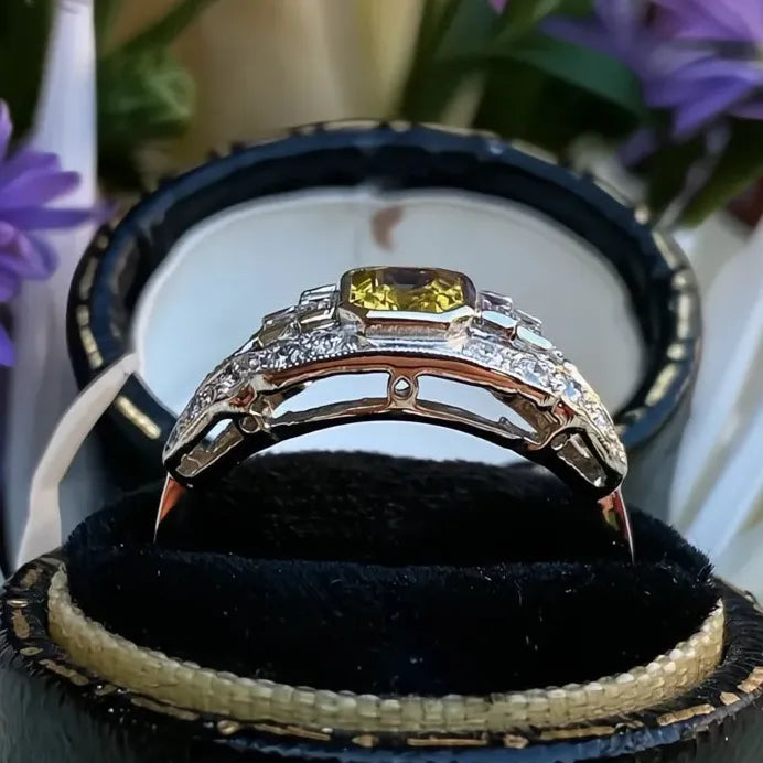 Yellow Geometric Cubic Zirconia Women’s Wedding Engagement Band Ring