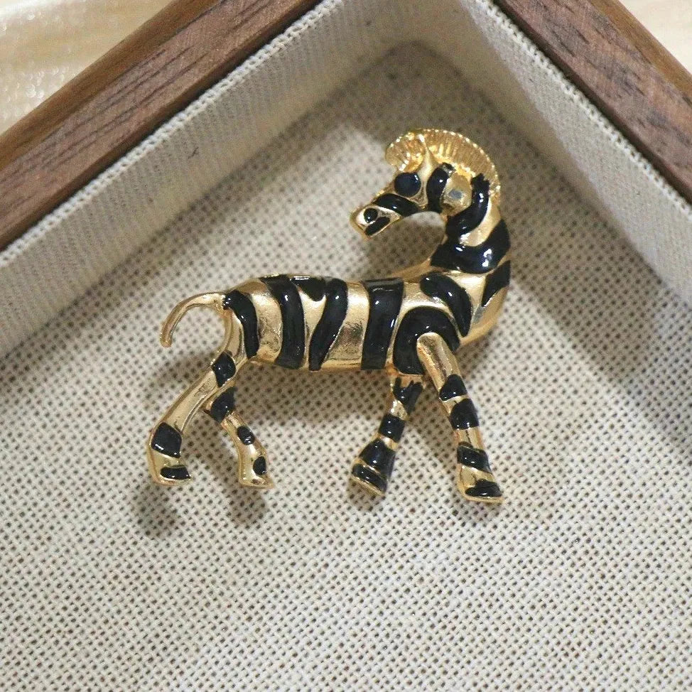 Luxury Zebra Animal Brooch Pin Classic Style Gift for Men Women
