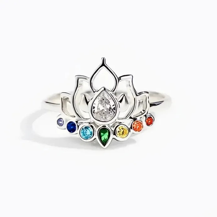 Trendy Brass Lotus Ring with Sparkling Cubic Zirconia for Women