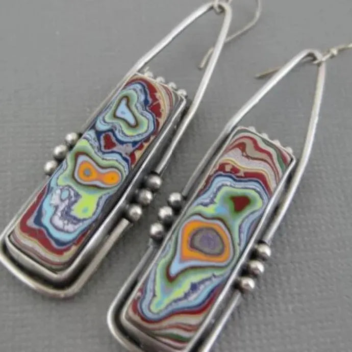 Vintage Irregular Drop Earrings for Women Zinc Alloy Enamel Stone Jewelry