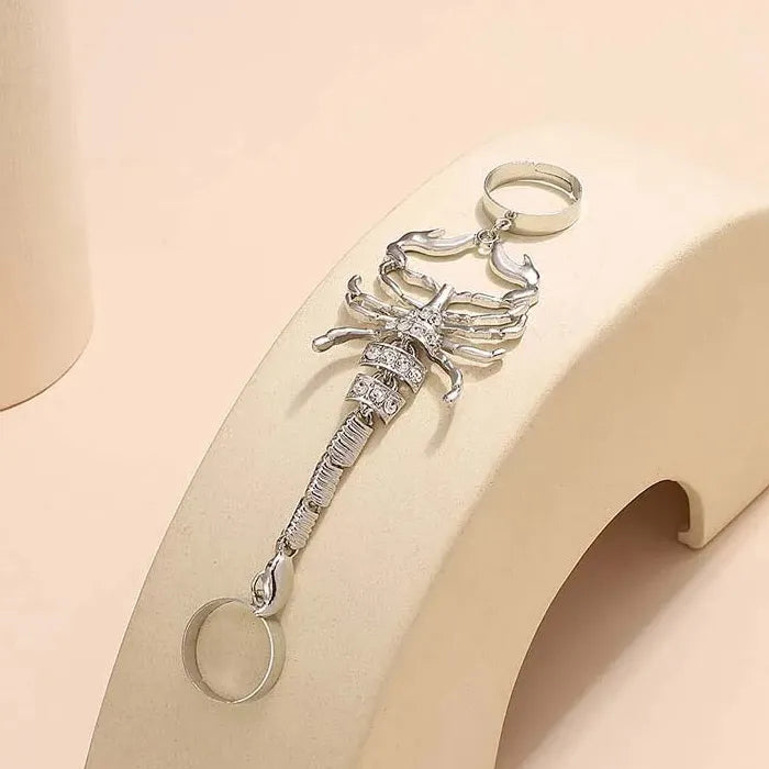 Adjustable Punk Silver Scorpion Chain Ring for Men and Women Jewelry Gift