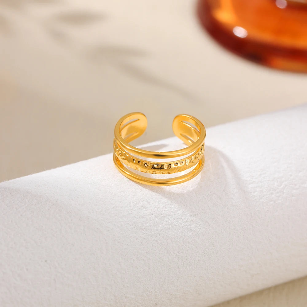 Hammered Open Thumb Ring for Women 18K Gold-Plated Copper Vintage Wedding Gift