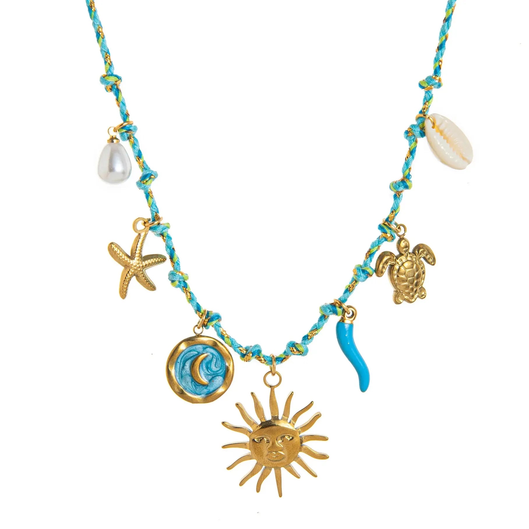 Pearl Marine Organism Pendant Choker Necklace Rope Shell Coral Beach Jewelry