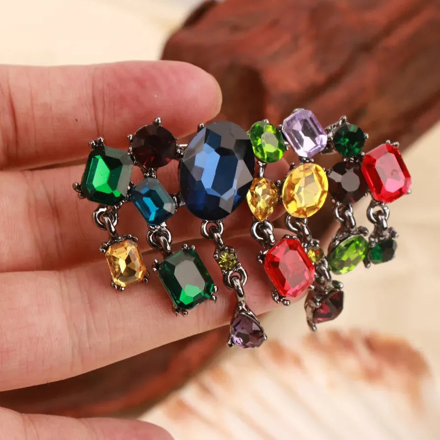 Luxury Tassel Square Multi-Color Brooch Pin Classic Jewelry Gift